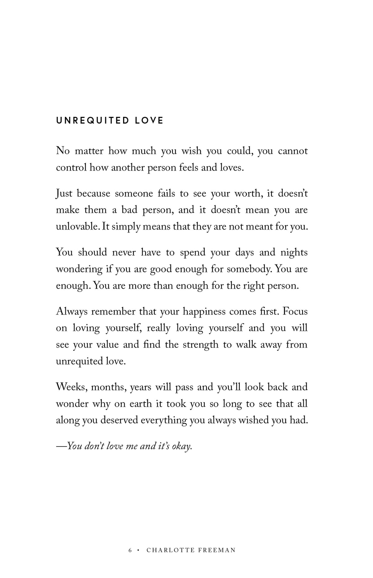 Reflective passage from Everything You'll Ever Need by Charlotte Freeman