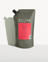 Ecoya Hand And Body Wash Refill in scandinavian-themed packaging on a white surface.