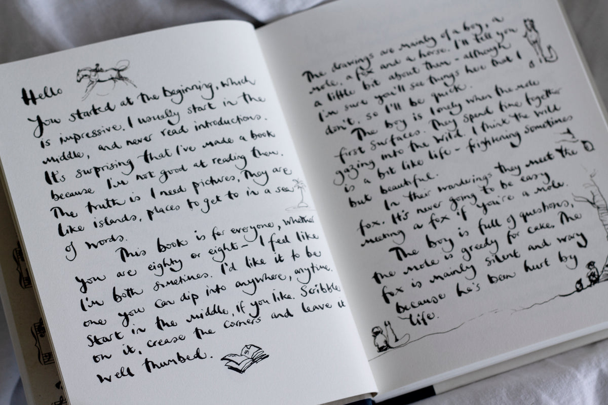 An open Charlie Mackesy | The Boy, The Mole, The Fox and The Horse book.
