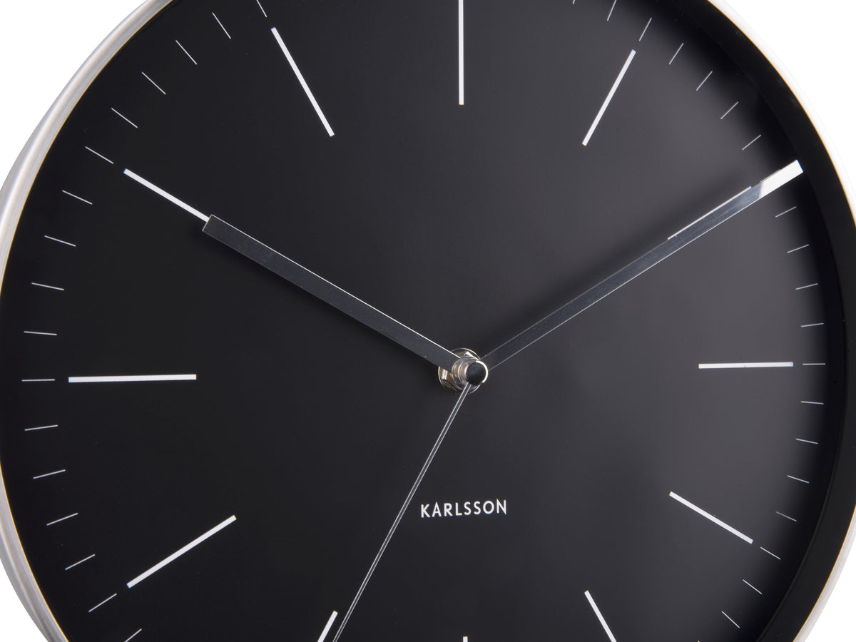 Karlsson Minimal Wall Clock in black, angled view