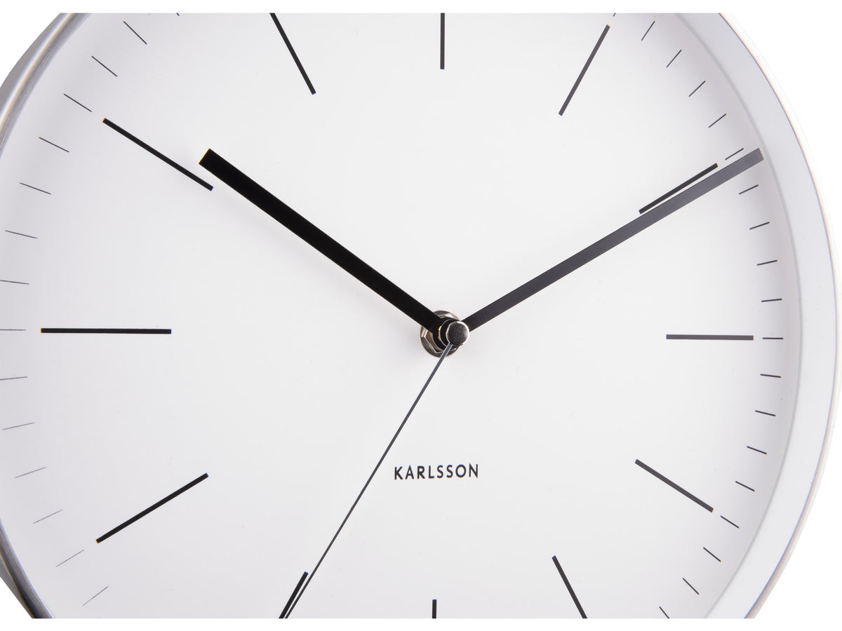 Karlsson Minimal Wall Clock in white, angled view