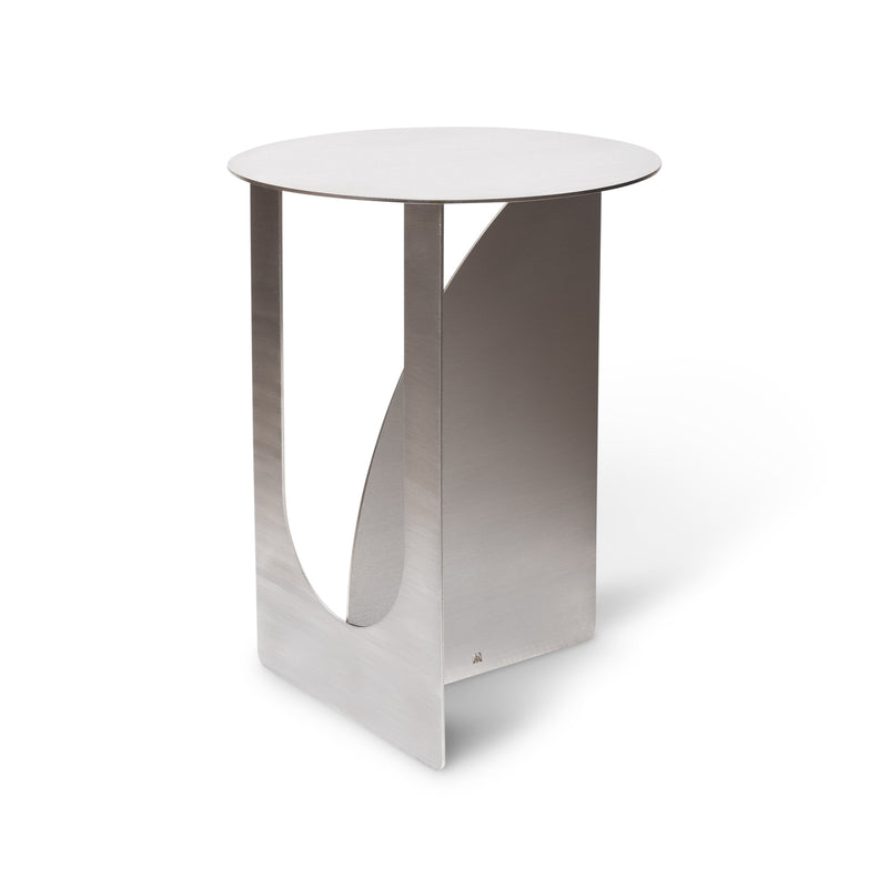 A Arch Side Table ∙ Black in brushed stainless steel made by Made of Tomorrow.