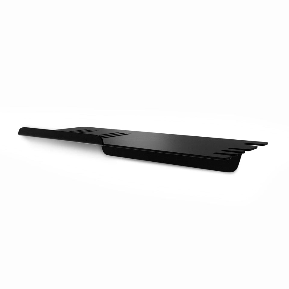 Black FOLD Shower Shelf 280 by Made of Tomorrow on a white background