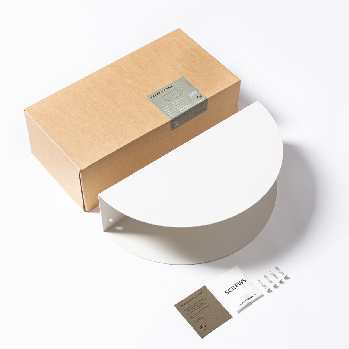 FOLD Bedside Table in white by Made of Tomorrow, a practical shelf for compact spaces