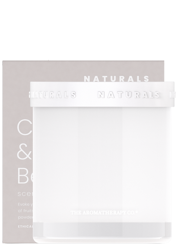 A white box with a white label on it, containing a Hand Cream from the Naturals Range by The Aromatherapy Co.