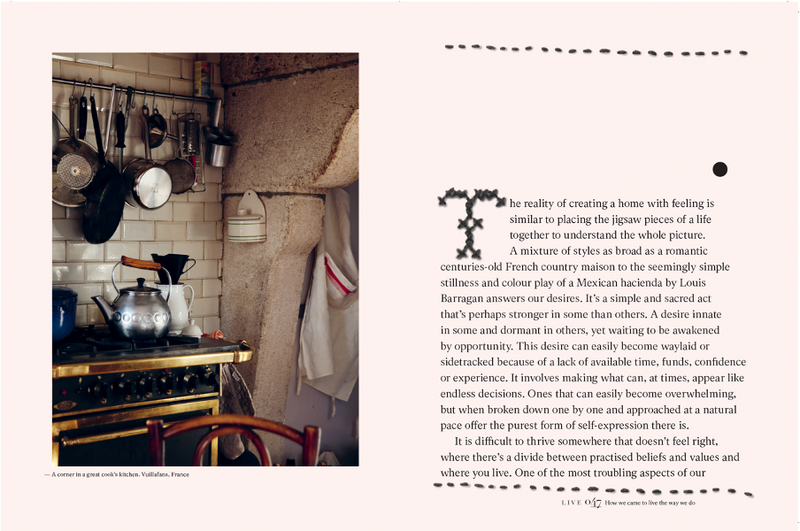 Description: A page from the Home | Victoria Alexander book showing a kitchen with pots and pans, integrating elements of home design.