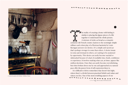 A page from the book "Home | Victoria Alexander" showing a kitchen with pots and pans, designed by the Australian Graphic Design Association.