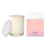 Madison Jar Soy Candle in pink and white, accompanied by a box, offers a fragrant and beautifully designed home fragrance option.