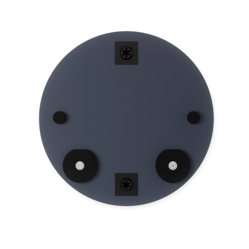 Back of the Umbra Perch round mirror, showing the mounting points and shelf fittings