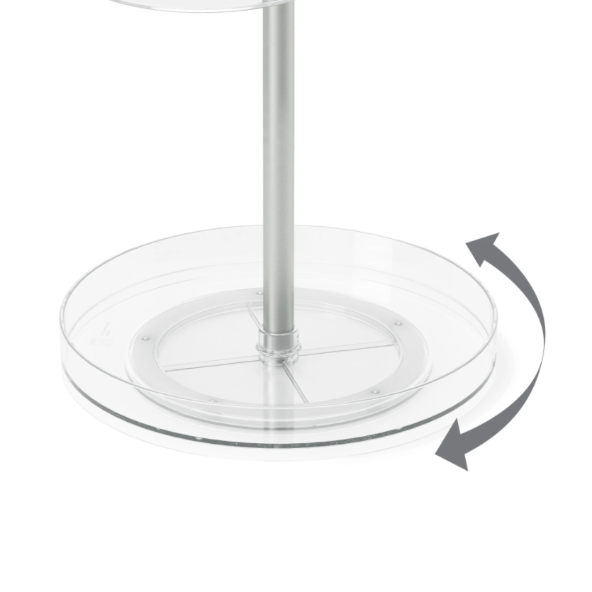 Close-up of an Umbra Pirouette tray rotating around its central post