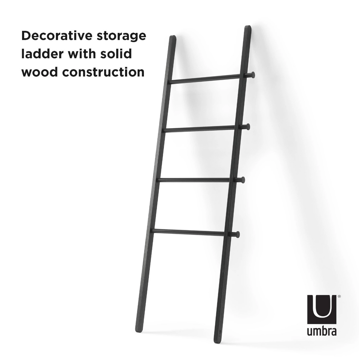 Umbra Leana black ladder, solid wood construction detail