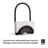 Umbra's SLING SINK CADDY is a flexible sink caddy with cutouts and a perforated base for drainage improvement.