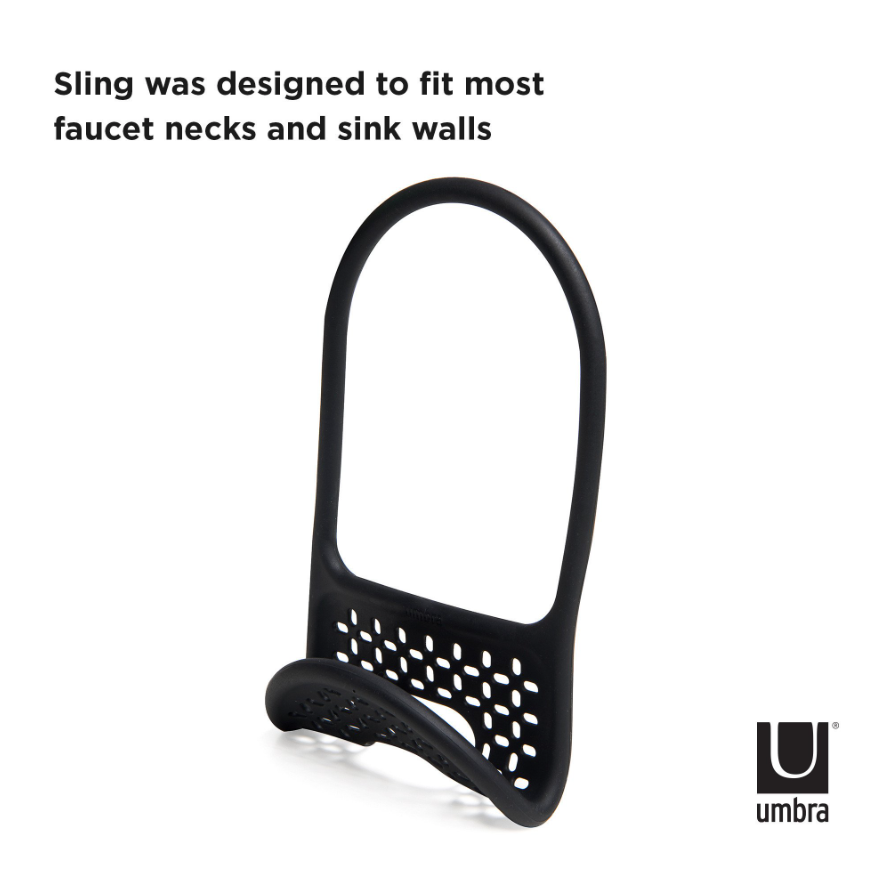 Umbra Sling sink caddy shaped to fit most sink edges and counter dividers