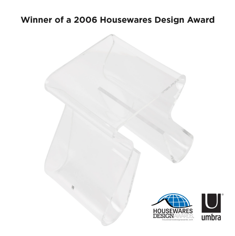 Winner of a 2006 Umbra Magino Stool With Magazine Rack - Clear Acrylic houseware design award.