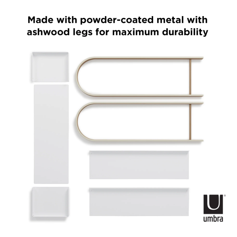 Umbra Bellwood raised planter parts, powder coated metal with ash wood legs