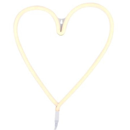 Heart neon LED wall light, illuminated pink heart shape
