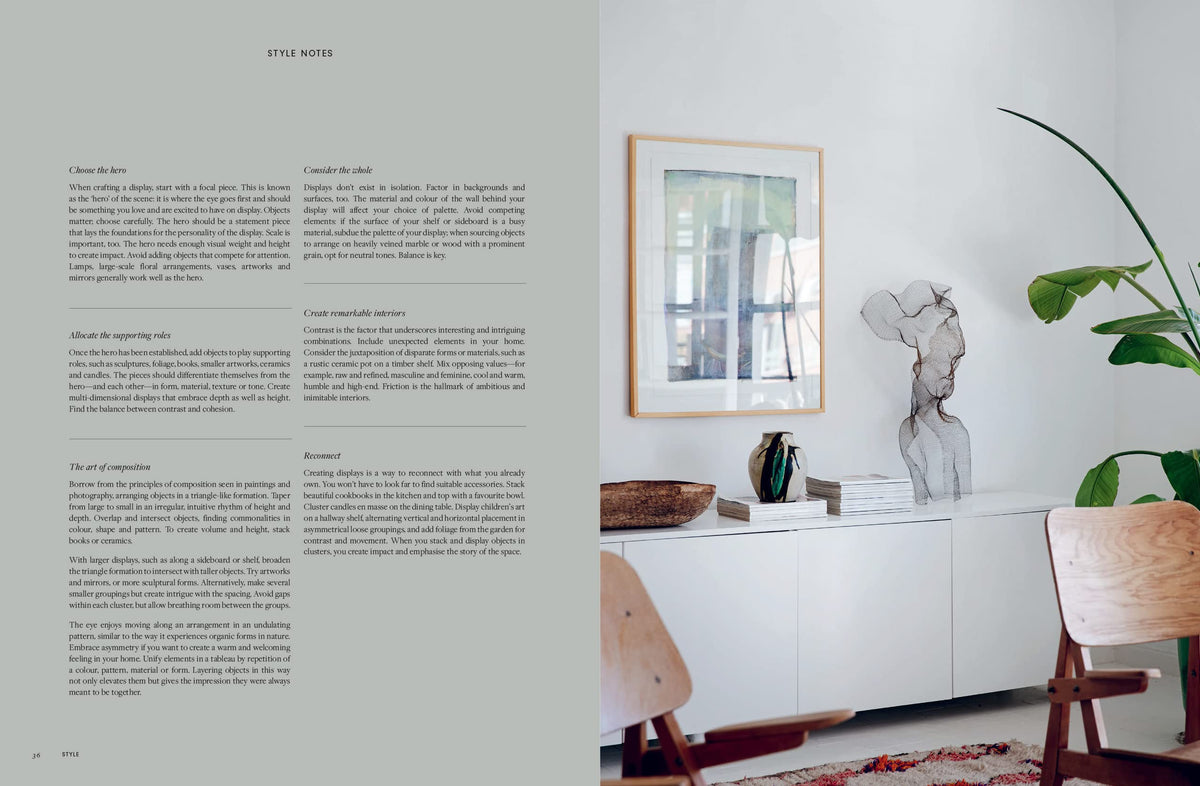 Style page spread showing a styled vignette