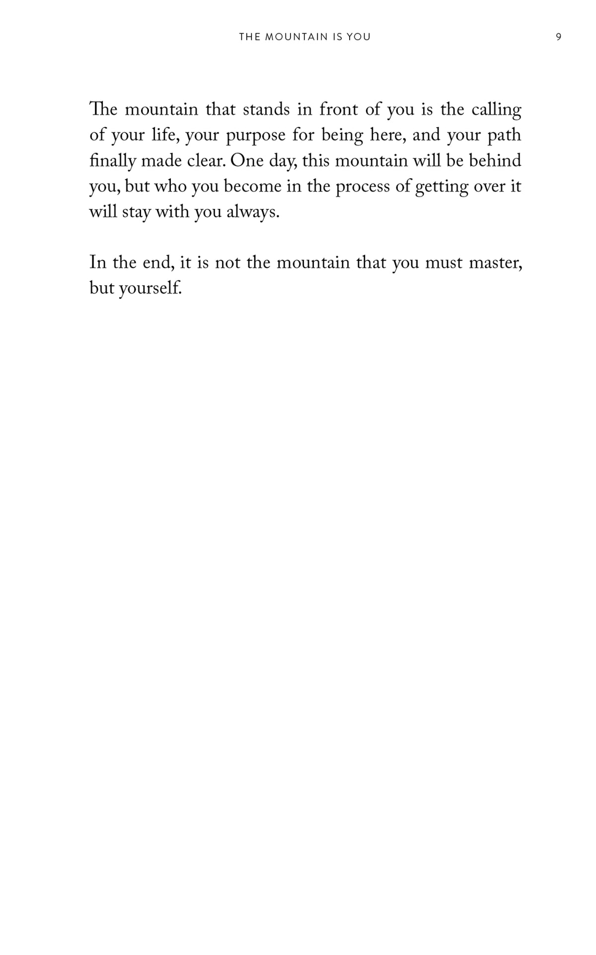 Black and white quote page from The Mountain Is You by Brianna Wiest