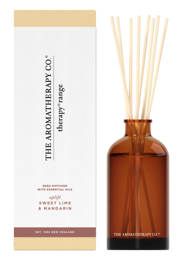 Invigorating Therapy® Diffuser Uplift - Sweet Lime & Mandarin by The Aromatherapy Co in a brown box.