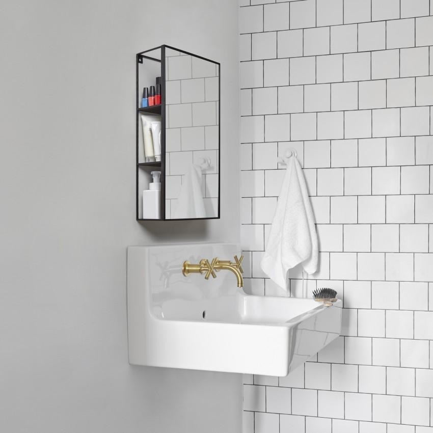 Umbra Cubiko mirror and storage unit in black