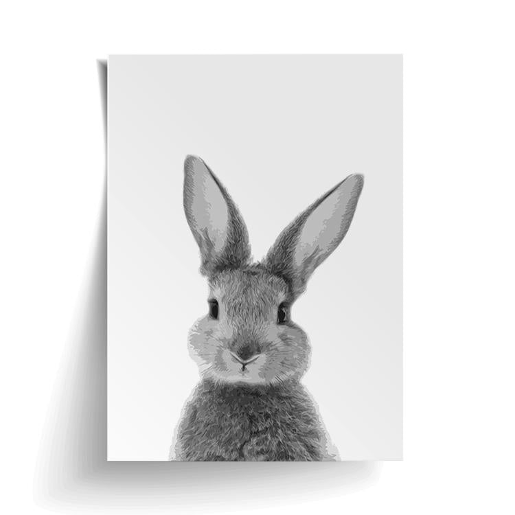 Bunny Front print unframed, with a lifted corner