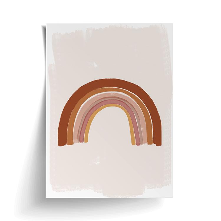 Boho Rainbow print unframed, a terracotta and blush rainbow on cream