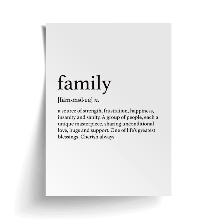 Family print unframed with a curling edge, on white