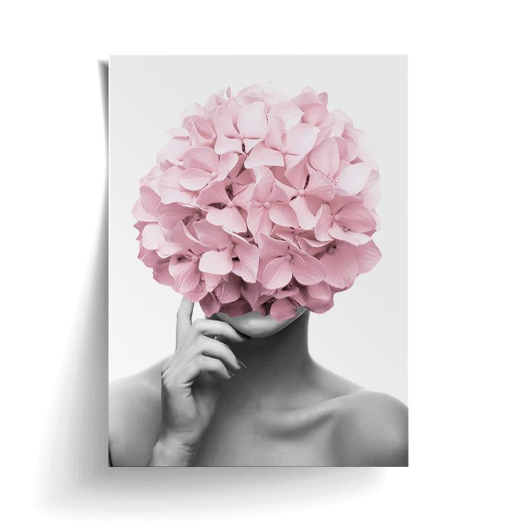 Unframed Flower Bomb Print with a curled corner and soft shadow