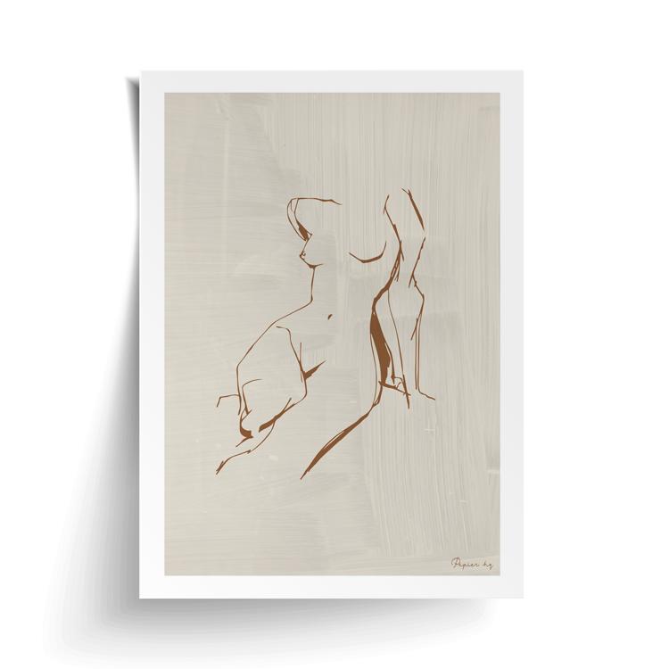 Figure print unframed, with a lifted corner