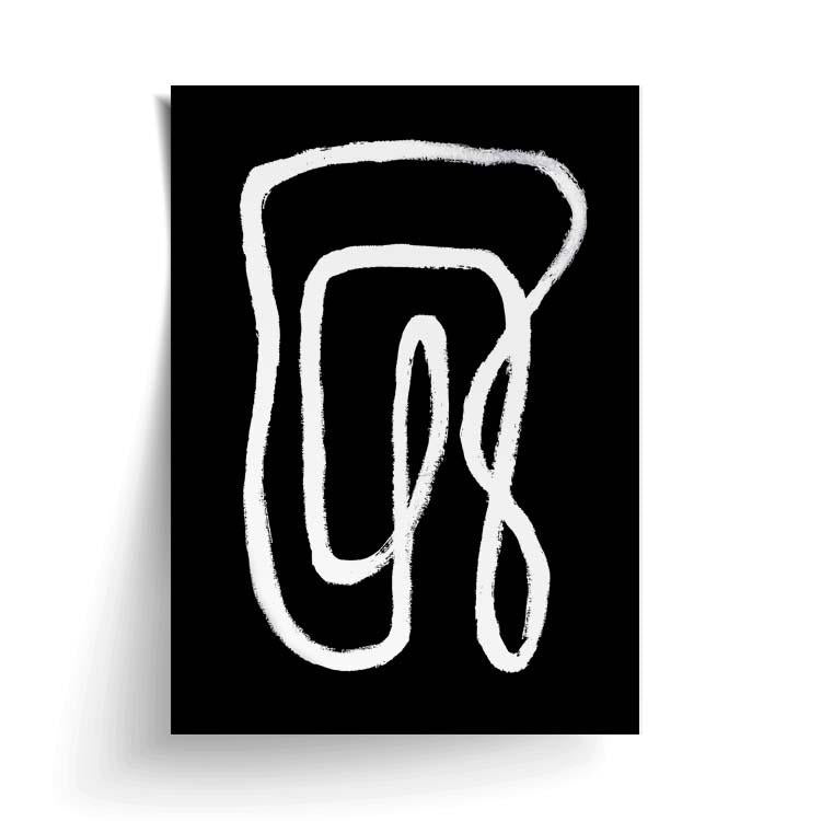 A black and white poster with the letter g on it available for prints from Art Prints' product, PAPIER HQ | LINKED PRINT BLACK.