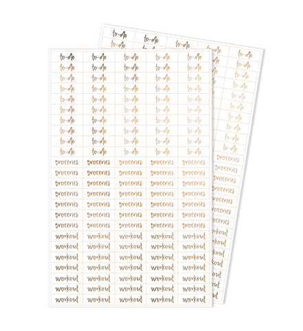 Emma Kate Co Extra Word Stickers, to-do groceries workout champagne gold foil