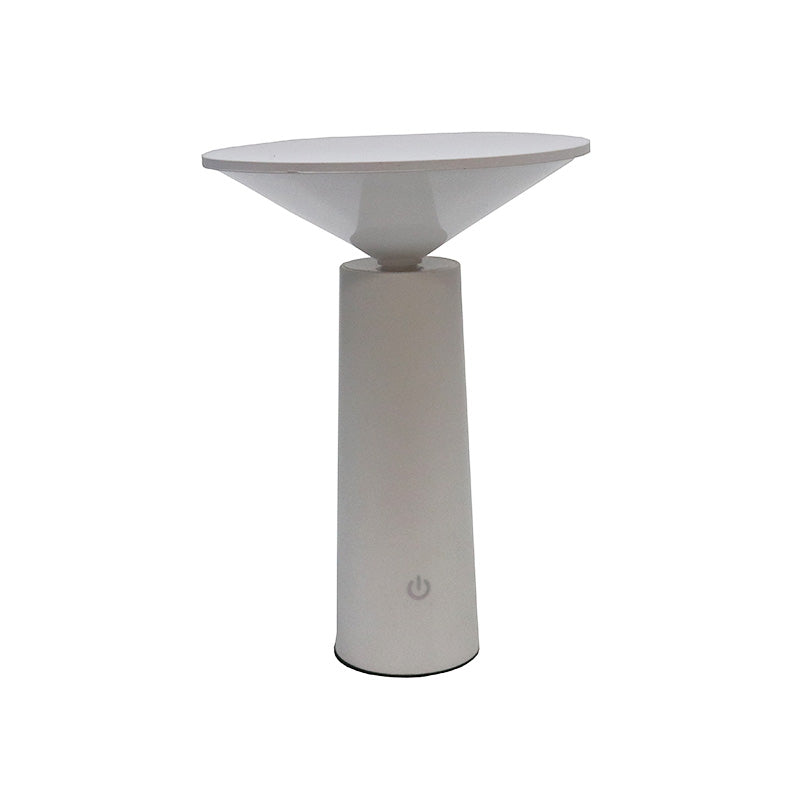 White LED Tilt touch lamp with the shade tilted, on a plain background