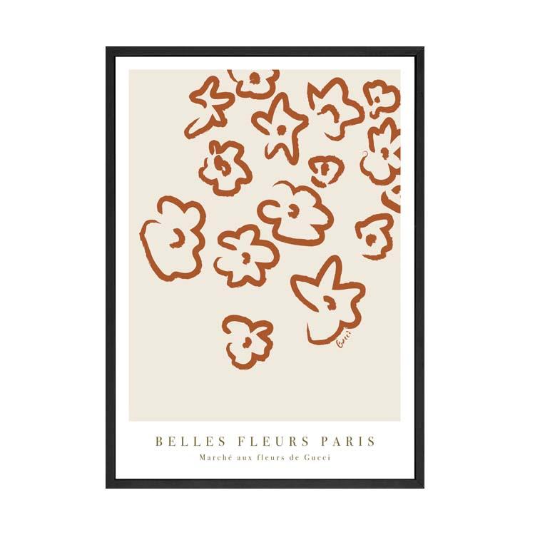 Fleurs Rust print in a black frame
