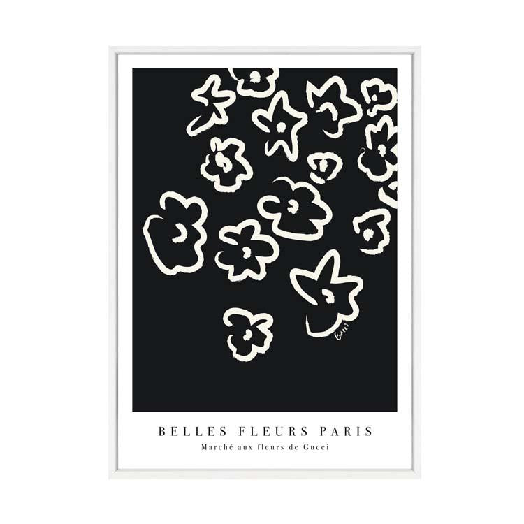 Fleurs Black print in a white frame