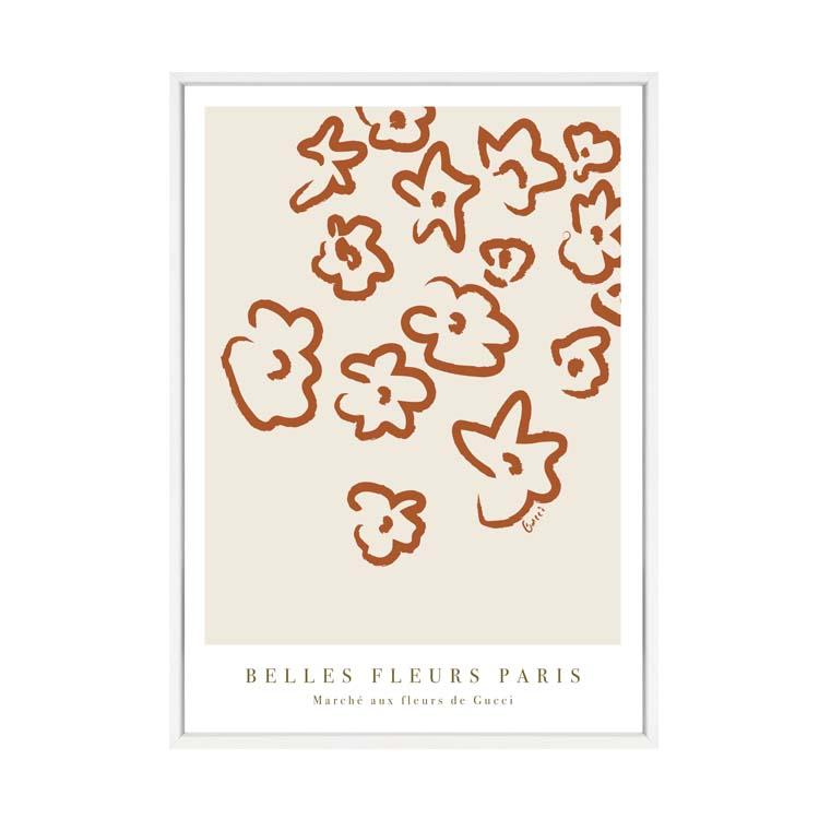 Fleurs Rust print in a white frame