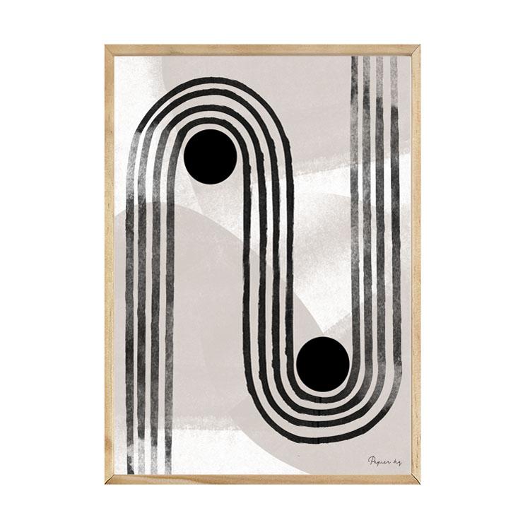 Curve Line No. 2 print in a natural timber frame