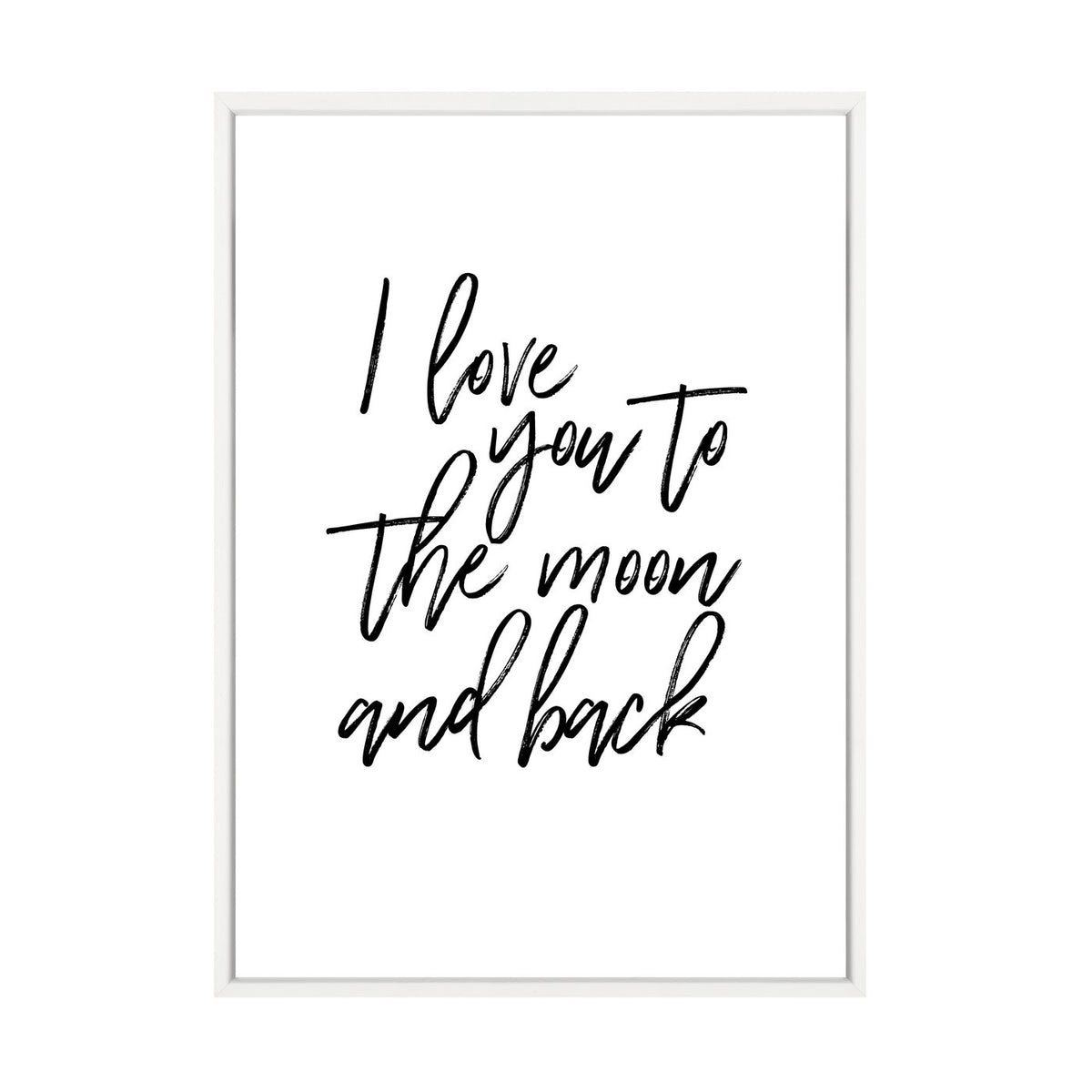 I Love You To The Moon print in a white frame, A1 mockup