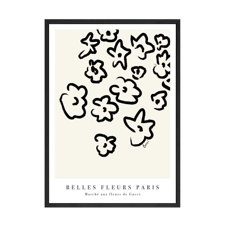 Fleurs Natural print in a black frame, second view