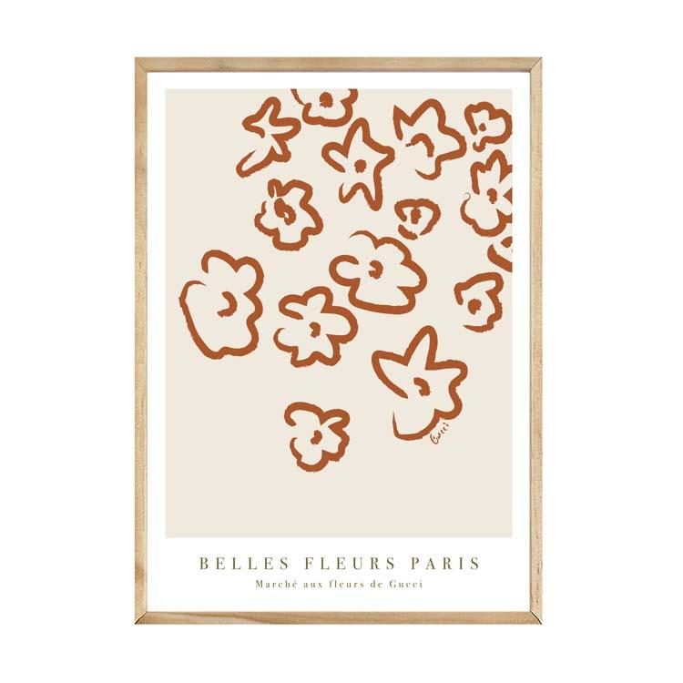 Fleurs Rust print in a natural timber frame, second view
