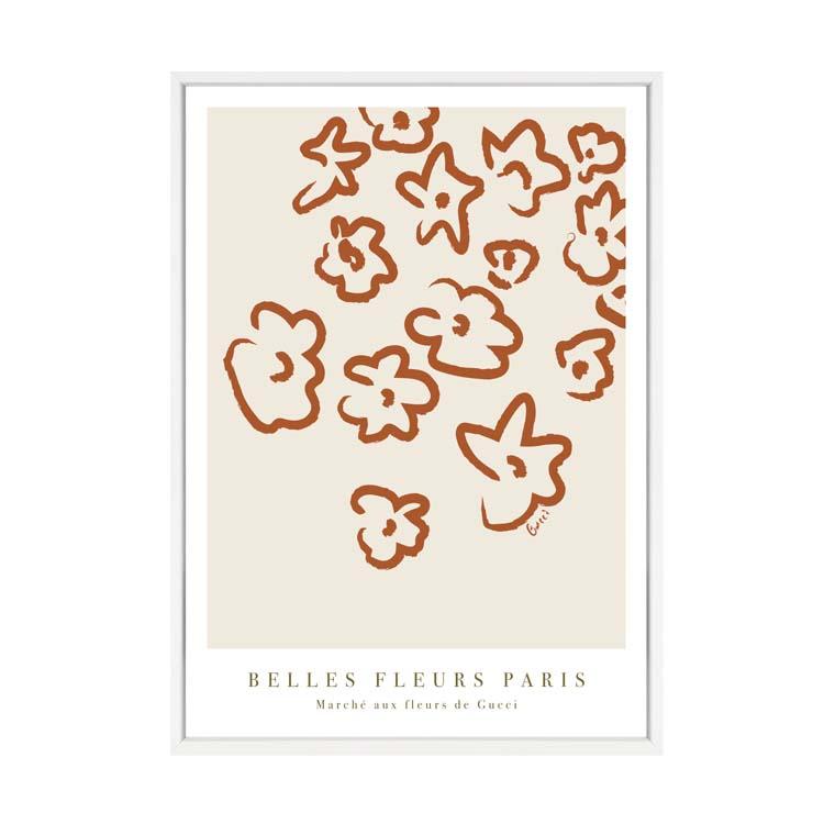 Fleurs Rust print in a white frame, second view