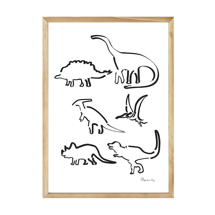 Dinosaur print in a natural timber frame, second view