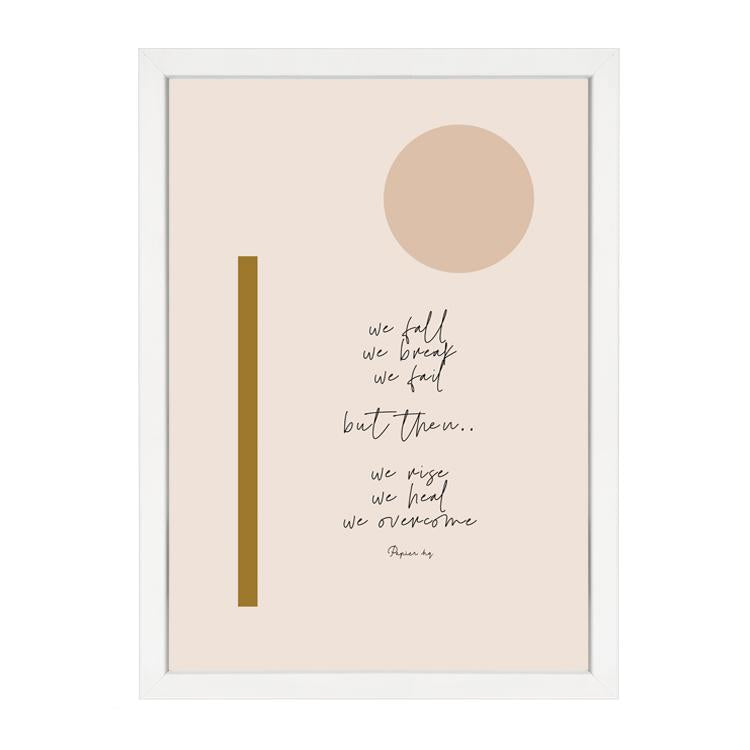 Meaningful We Overcome typographic wall art print by Papier HQ framed in white