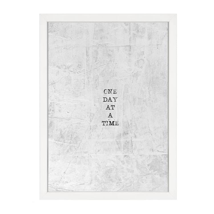 Motivational One Day typographic wall art print by Papier HQ framed in white