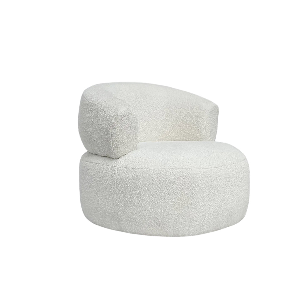 Barberra boucle armchair at a three quarter angle against a plain white background