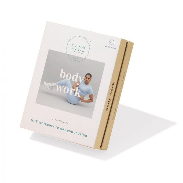 Calm Club Body Work card set in its box, standing on a plain background