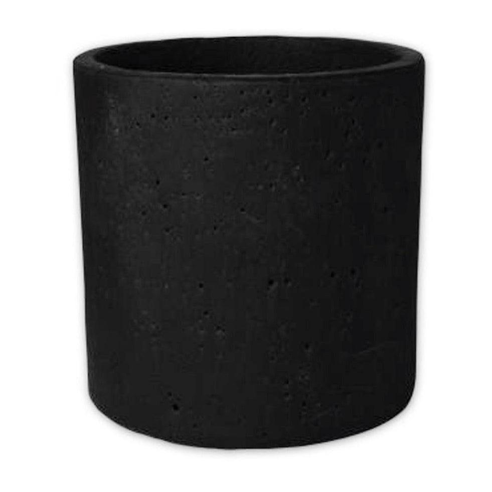 Small concrete pot shown in natural and charcoal colour options