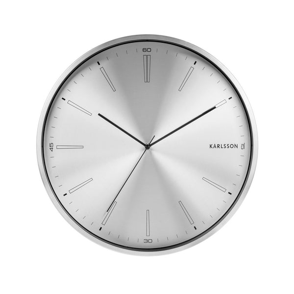 A Karlsson Distinct Wall Clock - Silver on a white background.