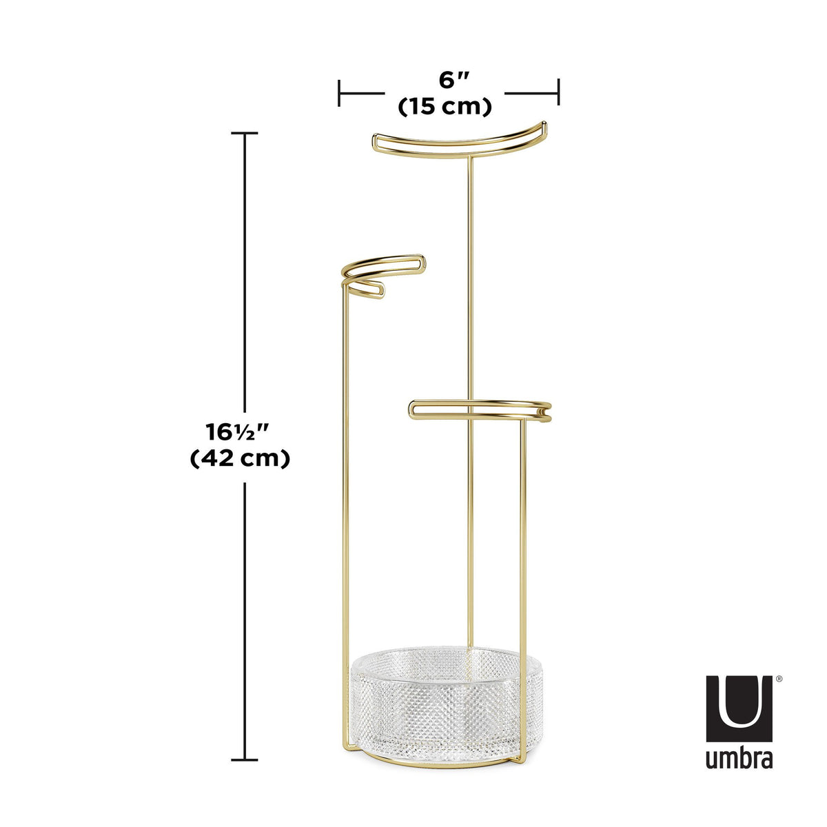 Tesora jewellery stand dimensions: 42cm tall and 15cm wide