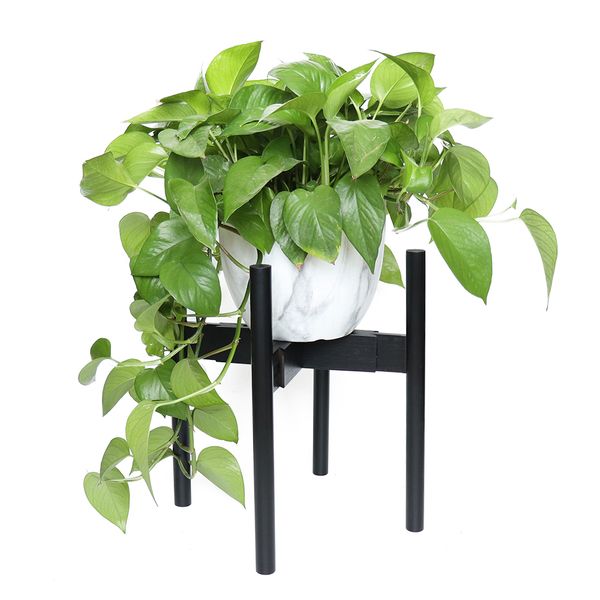 A Flux Home Adjustable Bamboo Planter Stand - Black / Natural.