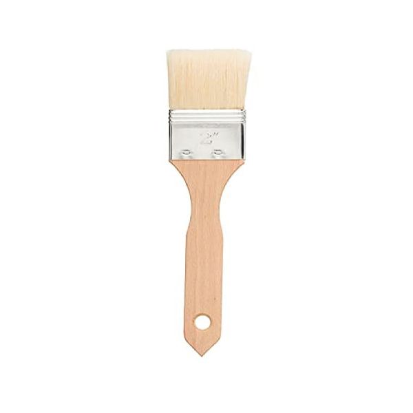 Beechwood pastry brush standing upright, showing the hanging hole in the handle